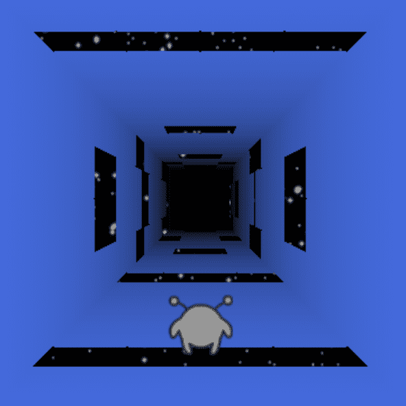 Run 3 gameplay artwork showing the character running through a space tunnel